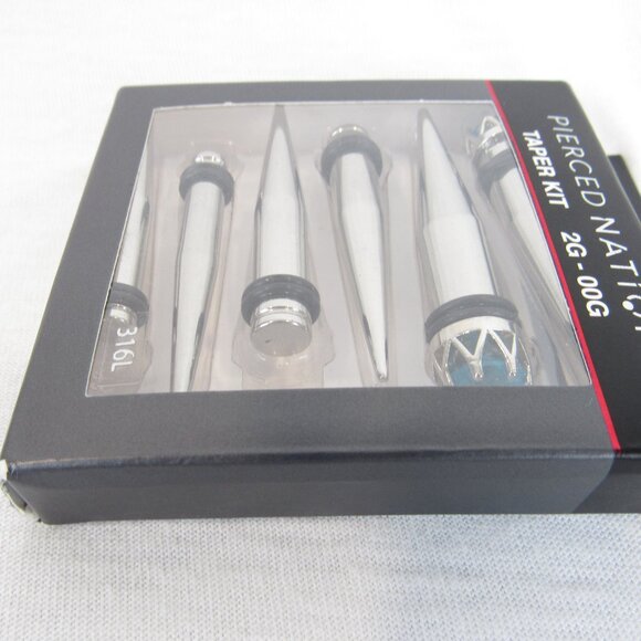 Pierced Nation Stainless Steel Taper Kit 2G - 00G 316L Faux Blue Gem - Picture 6 of 7